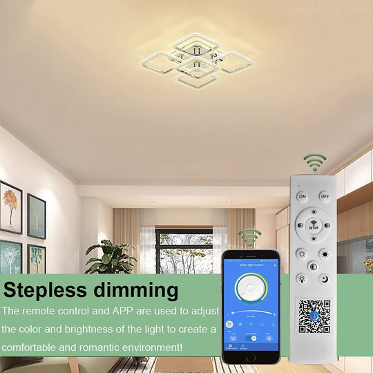 5-Square LED Modern Flush Mount Ceiling Light – Layered Geometric Design