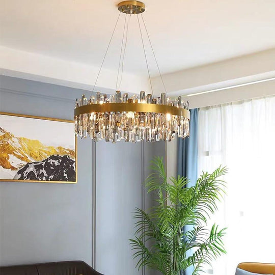 8-Light Modern Crystal Brass Chandelier