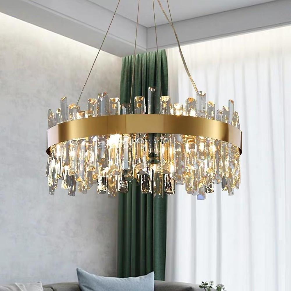 8-Light Modern Crystal Brass Chandelier