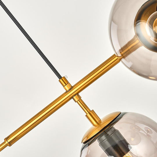 Nordic Linear Glass Globe Chandelier with 4/6 Lights