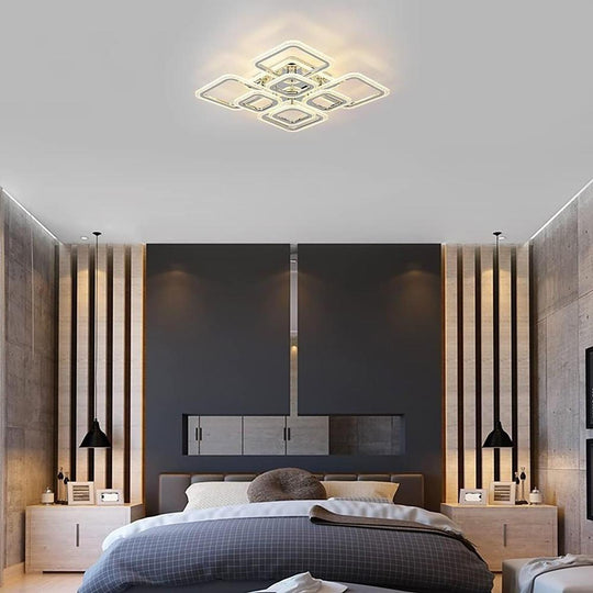 5-Square LED Modern Flush Mount Ceiling Light – Layered Geometric Design